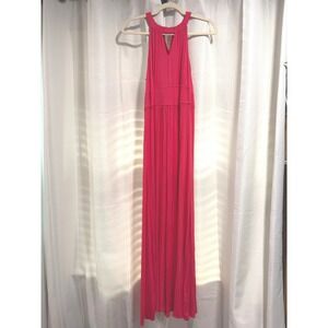 New York & Company Pink Halter Maxi Dress Keyhole Neck Sleeveless Small VN150005